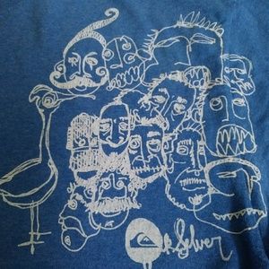 QUIKSILVER skateboard Graphic tee blue size L